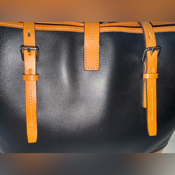 Dooney & Bourke Black and Tan Tote Bag + Dust Bag - Picture 8 of 12